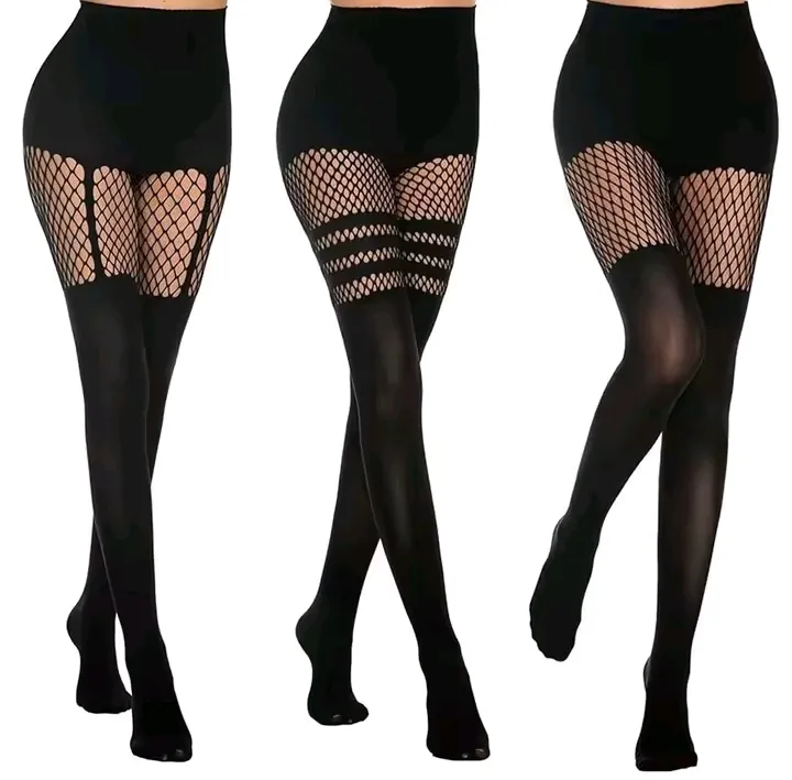 Lot 3 paires Collants résille noirs